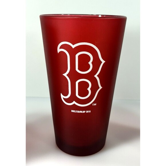 Boelter Boston Red Sox Frosted Red Glass 16oz Pint Glass MLBP 2010 Set of 3 - Picture 3 of 10